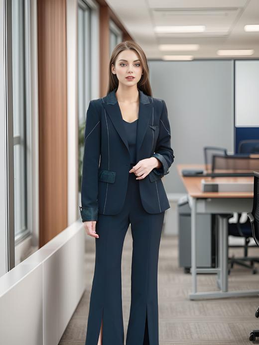 撞色明线拼色垫肩西服外套 商品图2