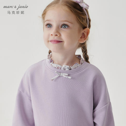 马克珍妮女童法式甜美木耳边卫衣儿童宽松上衣2024秋装新款241095 商品图4