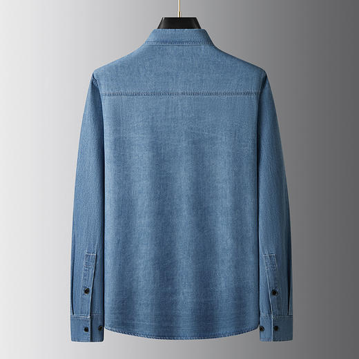【100%棉】【新款DDA】大依优型大码牛仔长袖衬衫翻领加肥加大肥佬休闲商务宽松透气上衣 商品图1