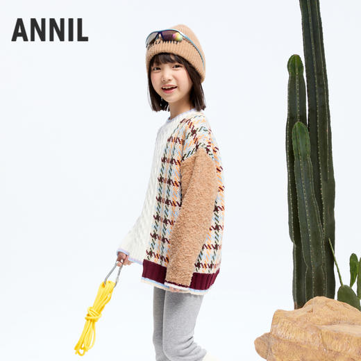 女童不对称拼色毛衣冬季新款安奈儿童装实体店同款AG444617 商品图1