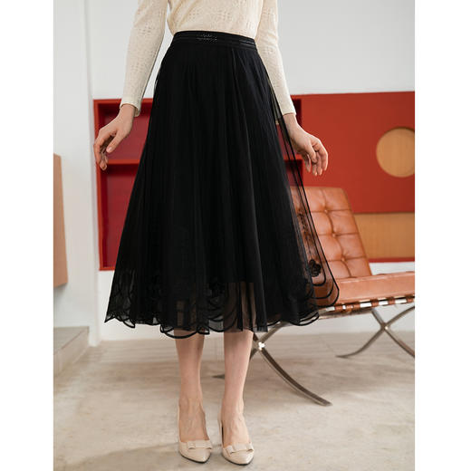 司歌刺绣伞裙半身裙复古优雅C901015X 商品图0