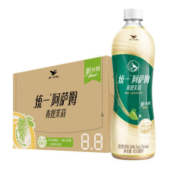统一 阿萨姆 青提茉莉 水果奶茶 450ml*15瓶 整箱装 商品图1