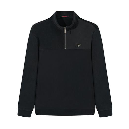 柒牌摇粒绒卫衣男士2024冬季新款半开立领宽松休闲中青年套头上衣	127W70600 商品图4