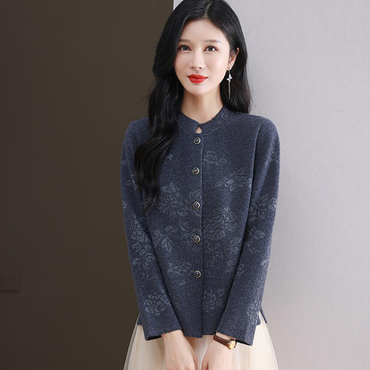 SA 8226新中式羊毛衫软糯宽松提花针织衫潮 商品图1