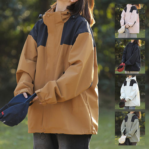 冲锋衣男女同款春秋高级感 登山服防水户外 潮牌痞帅美式山系冲锋衣 机能工装外套夹克 商品图0