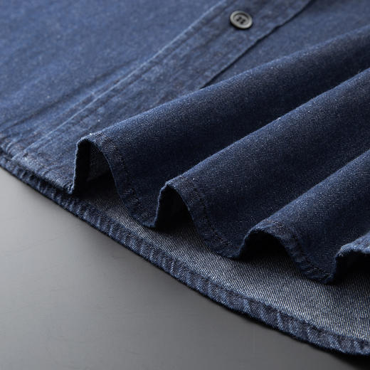 【100%棉】【新款DDA】大依优型大码牛仔长袖衬衫翻领加肥加大肥佬休闲商务宽松透气上衣 商品图4