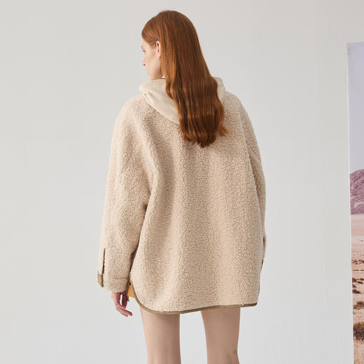 谜底双面穿呢子大衣女2024冬新品游牧风大口袋设计外套244MD1521 商品图2