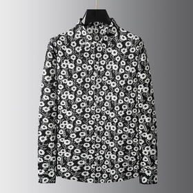 【100%棉】【新款DDA】大依优型大码花衬衫长袖衬衫翻领加肥加大肥佬休闲商务宽松透气上衣