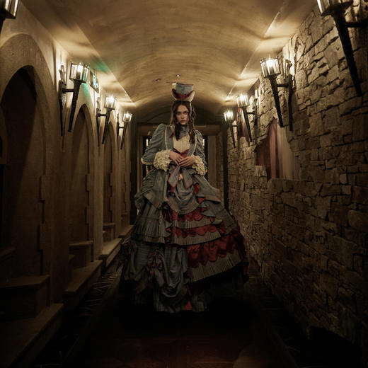 【全款预售】条纹格命 彩虹条巴斯尔 鱼骨OP+延长衬裙 古典玩偶 Lolita【2025年5月31日起发货】 商品图7