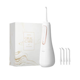 ApiYooApiYoo艾优电动冲牙器水牙线家用便携式清洁口腔齿缝洗牙正畸专用 全新升级4个喷头 珠光白【3秒渐强+5种模式】