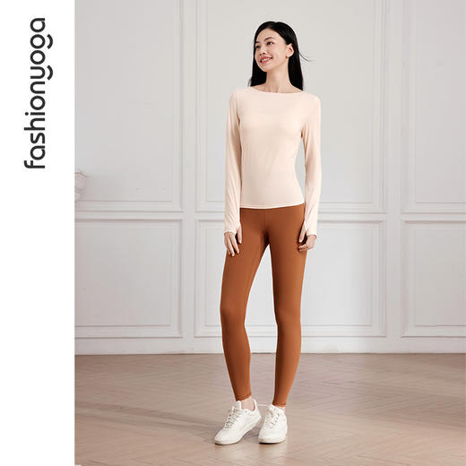 凡圣瑜伽 一字领抽褶瑜伽长袖F14363 商品图6