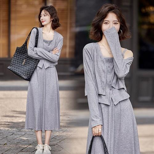 时尚纯色，针织开衫+吊带+半裙三件套HR-CPYY8089 商品图0