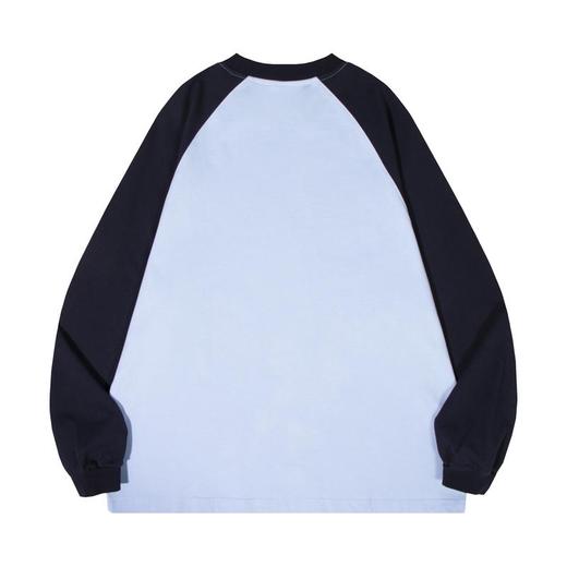 自由基地秋冬新款250克纯棉潮牌插肩圆领长袖T恤卫衣拼色男女同款 NMT-2181 商品图5