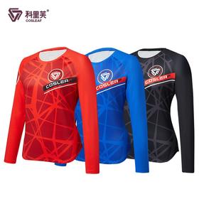 秋上新科里芙女款印花长袖圆领透气运动跑步速干上衣女