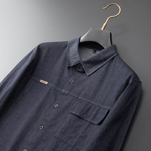 【100%棉】【新款DDA】大依优型大码牛仔长袖衬衫翻领加肥加大肥佬休闲商务宽松透气上衣 商品图2