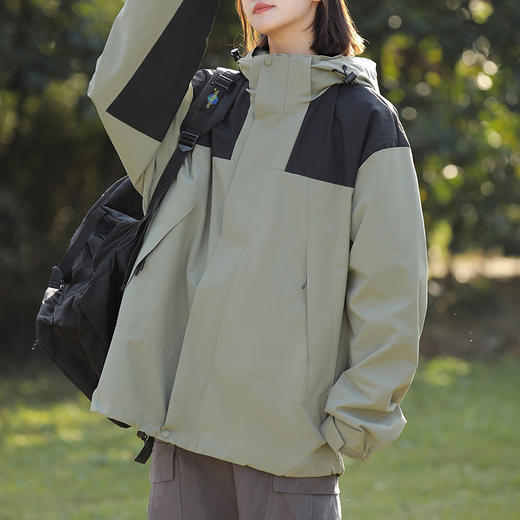 冲锋衣男女同款春秋高级感 登山服防水户外 潮牌痞帅美式山系冲锋衣 机能工装外套夹克 商品图3