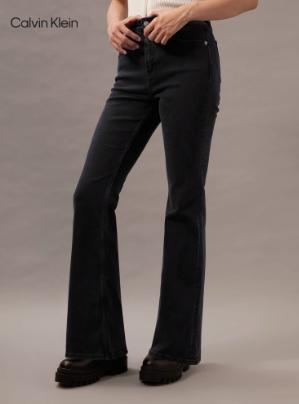 CK Jeans女士复古黑色洗水高腰直筒微喇牛仔裤J223947 商品图2