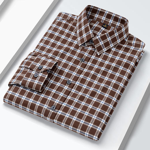 【羊毛混纺】罗蒙男士秋款长袖翻领格子衬衫通勤时尚休闲百搭衬衣男 商品图2