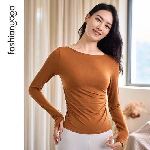 凡圣瑜伽 一字领抽褶瑜伽长袖F14363 商品图13