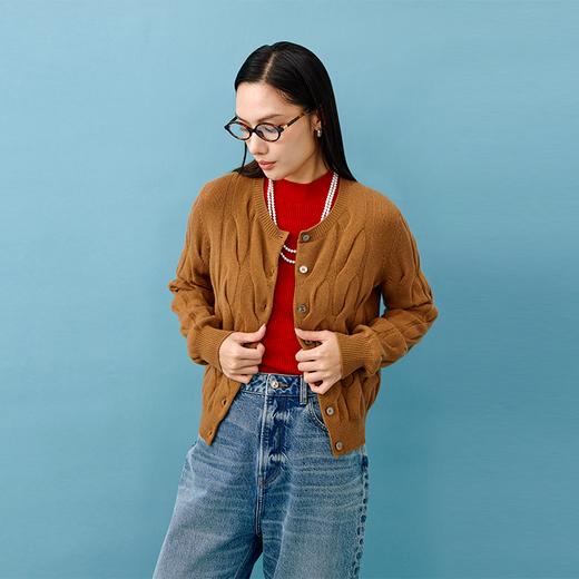 东黎 • 山羊绒女士秋季百搭时尚彩色绞花开衫 4623 商品图9