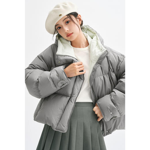 【严选】诗凡黎90鸭绒短款羽绒服2024年冬新款泡芙感俏皮可爱小个子外套SFA180201 商品图0