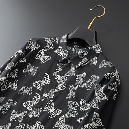 【100%棉】【新款DDA】大依优型大码花衬衫长袖衬衫翻领加肥加大肥佬休闲商务宽松透气上衣 商品图3