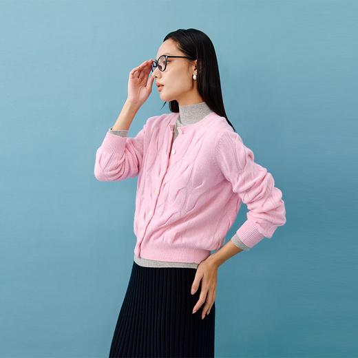 东黎 • 山羊绒女士秋季百搭时尚彩色绞花开衫 4623 商品图7