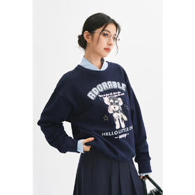 【严选】诗凡黎安可拉红数码印花圆领卫衣2024秋新款潮流宽松短款套头上衣7FA100751