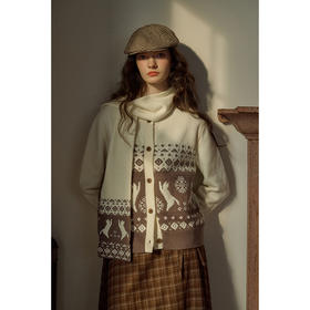 SimpleRetro小猫麦乐多 *费尔岛提花羊毛针织开衫女冬慵懒毛衣