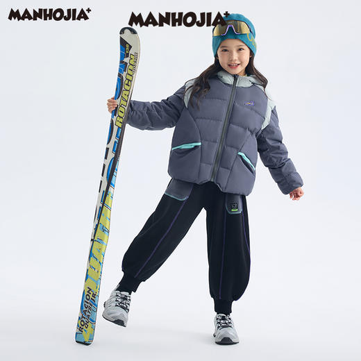 漫画家童装24年冬新款轻户外运动型teflon三防足球格易打理羽绒服 商品图1