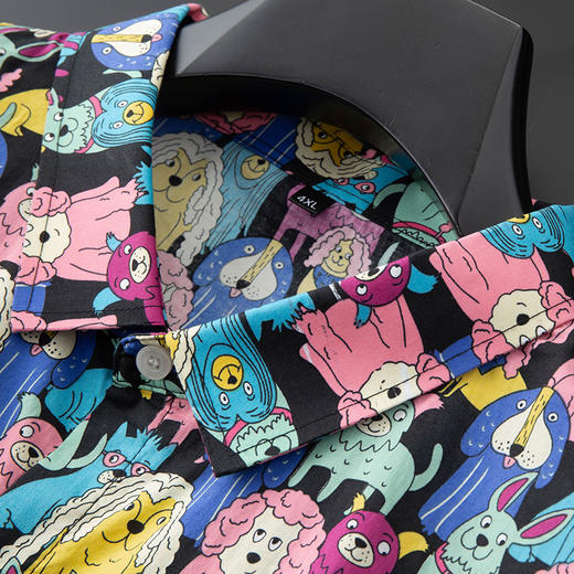 【100%棉】【新款DDA】大依优型大码花衬衫长袖衬衫翻领加肥加大肥佬休闲商务宽松透气上衣 商品图3