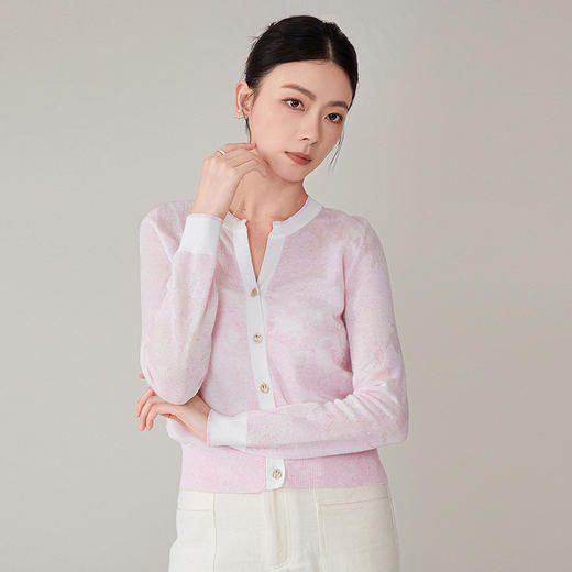 全新升级【铂金会员275/天猫379/差价104】(30952) 洛诗琳法式重工提花针织开衫2024秋季新款气质提花开衫外套 商品图2