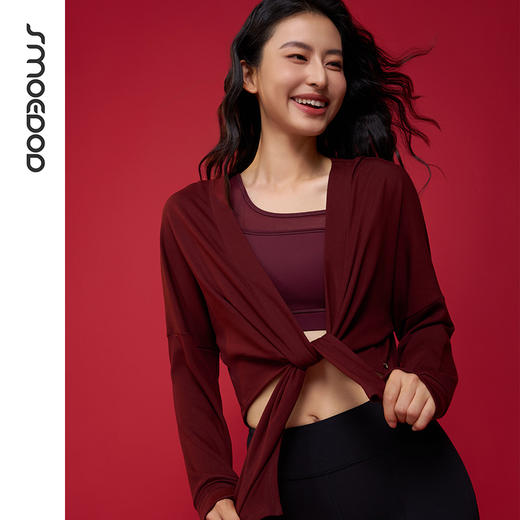 SMOEDOD/水沐伊朵瑜伽开衫交叉绑带设计柔软亲肤简约百搭50126 商品图4