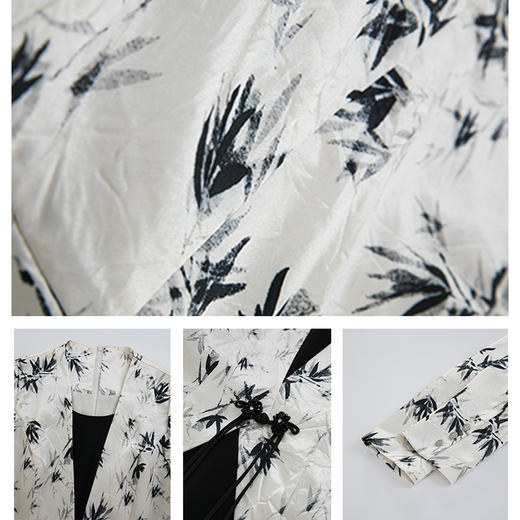 司歌印花水墨假两件长袖连衣裙A901040X 商品图4