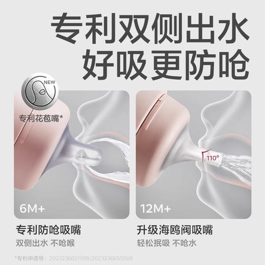 Babycare小月龄歪头仿母乳防呛保温杯-300ml-冰川蓝-内钛款 商品图2