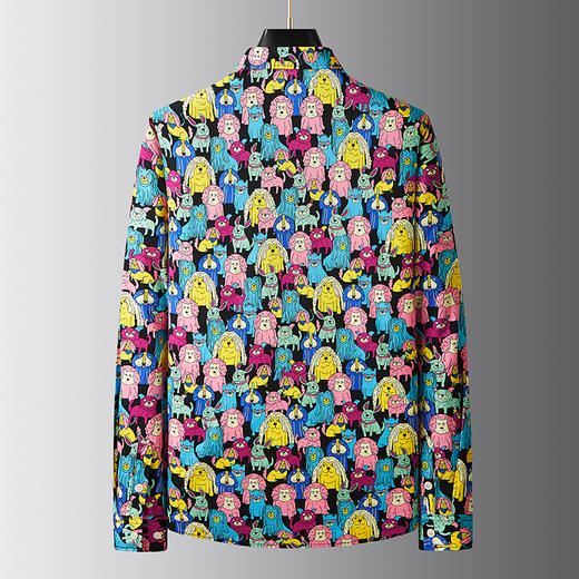 【100%棉】【新款DDA】大依优型大码花衬衫长袖衬衫翻领加肥加大肥佬休闲商务宽松透气上衣 商品图2