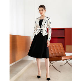 司歌印花水墨假两件长袖连衣裙A901040X