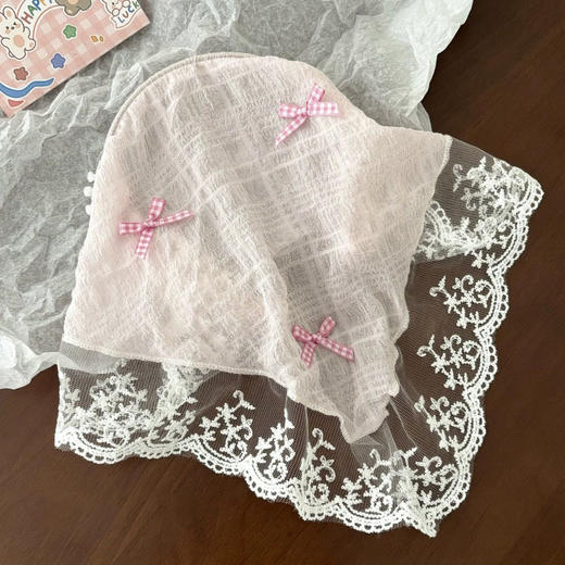 【买一送一！明星同款蕾丝发箍款头巾】蕾丝蝴蝶结头巾发箍女生，百搭法式三角巾田园风，度假拍照氛围感三角巾头箍高级感发饰QQ 商品图3