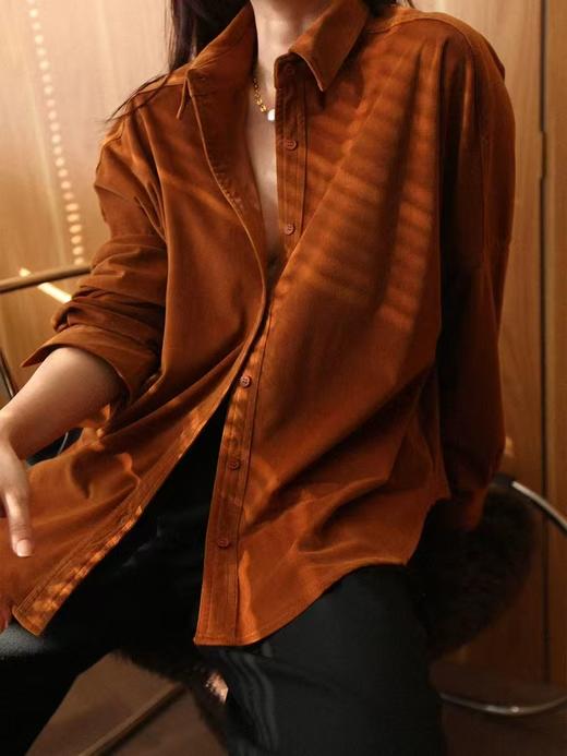 金焦色秋季新款灯芯绒衬衫衬衫式开衫罩衫 商品图0