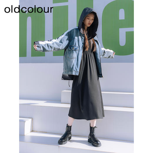 oldcolour冬季新品短款牛仔拼接休闲白鹅绒羽绒服女P440905A1 商品图3
