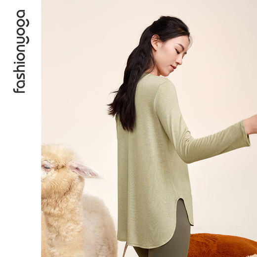 凡圣瑜伽 舒适羊毛圆摆长袖F14358 商品图13