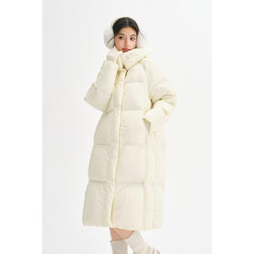 【严选】【90鸭绒】诗凡黎连帽防风羽绒服2024年冬新款柔软保暖长款外套SFA180181