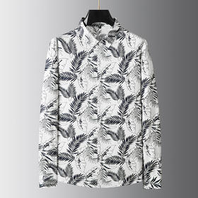 【100%棉】【新款DDA】大依优型大码花衬衫长袖衬衫翻领加肥加大肥佬休闲商务宽松透气上衣