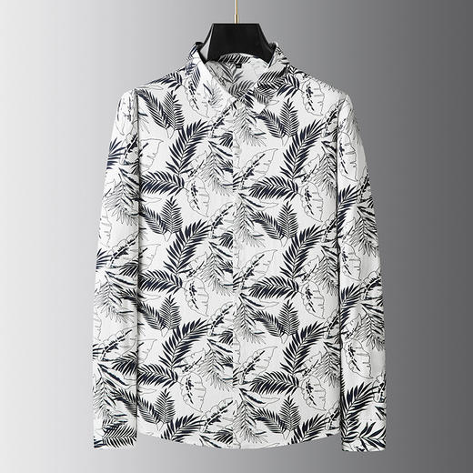 【100%棉】【新款DDA】大依优型大码花衬衫长袖衬衫翻领加肥加大肥佬休闲商务宽松透气上衣 商品图0