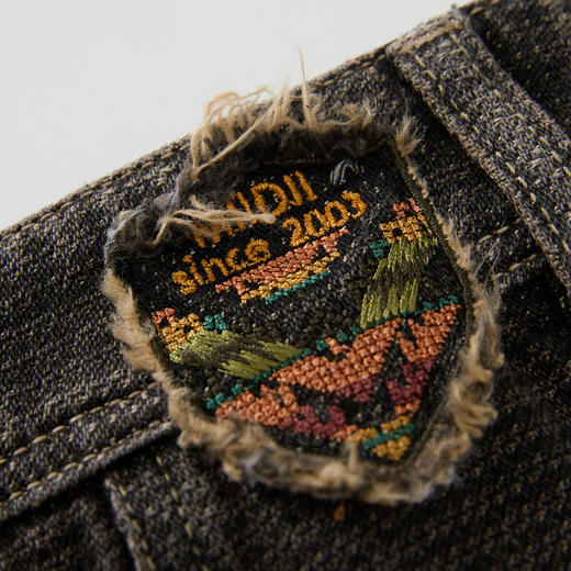 谜底牛仔阔腿裤女2024冬季新品复古风高腰随性宽松长裤244MK1523 商品图3