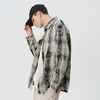 714street复古扎染格子长袖衬衫男高级感痞帅秋季新款宽松外套女 商品缩略图2