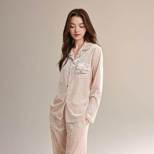 美季美优2024秋季新款睡衣女金丝绒天鹅绒女士可外穿家居服套装 商品图1