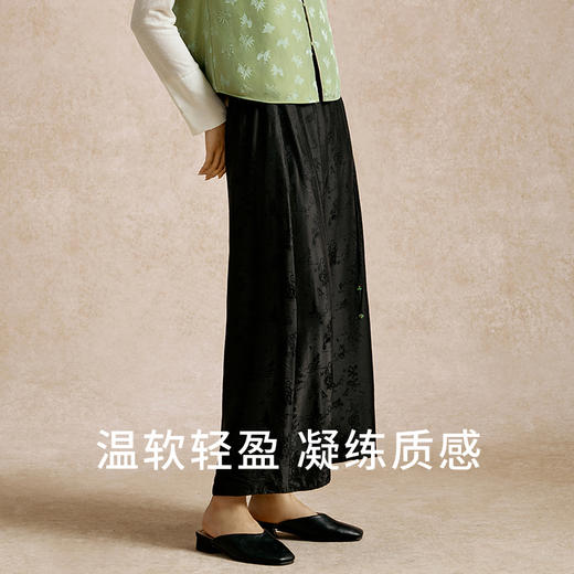 重磅桑蚕丝半裙女新中式提花舒适中长裙可外穿家居服金三塔  YSFED901 商品图1