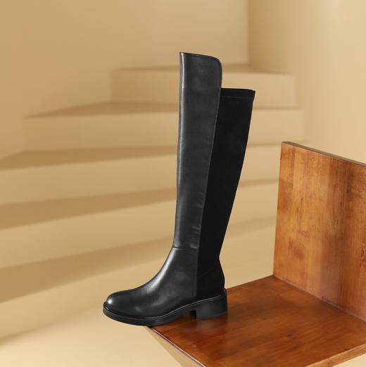 westory2024年秋冬新款优雅风粗平跟百搭骑士高靴S24DQ84851 商品图1