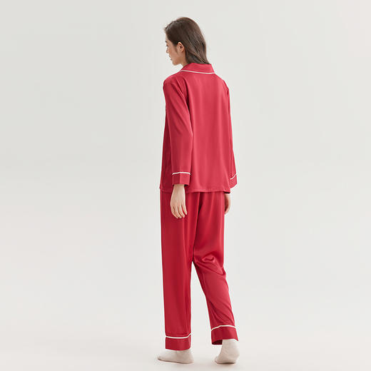 美季美优睡衣春秋女2024新款长袖长裤家居服结婚新婚红色情侣套装 商品图4